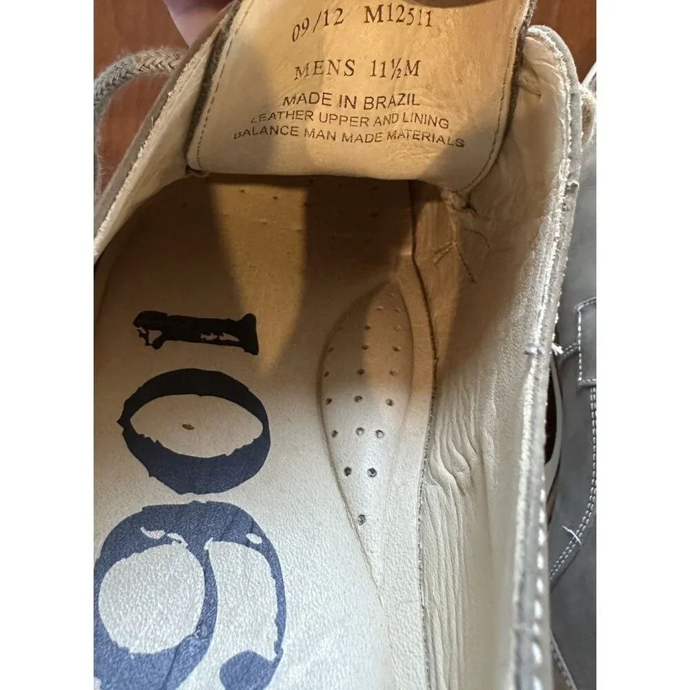 1901 Oxford Casual Shoes M12511 Grey Tan Leather 11.5 Business Made in Brazil